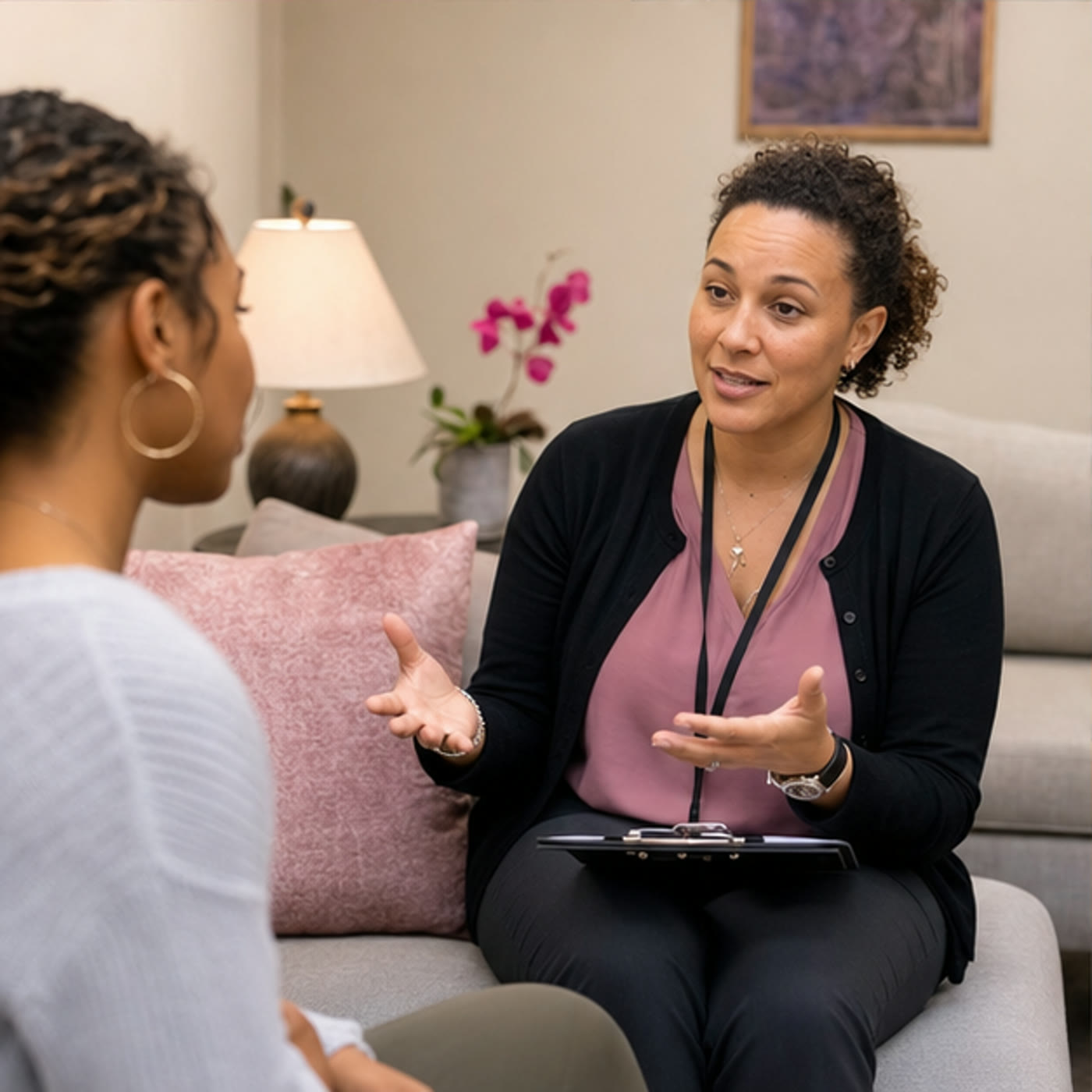 A care coordinator explaining the limits of general website information
