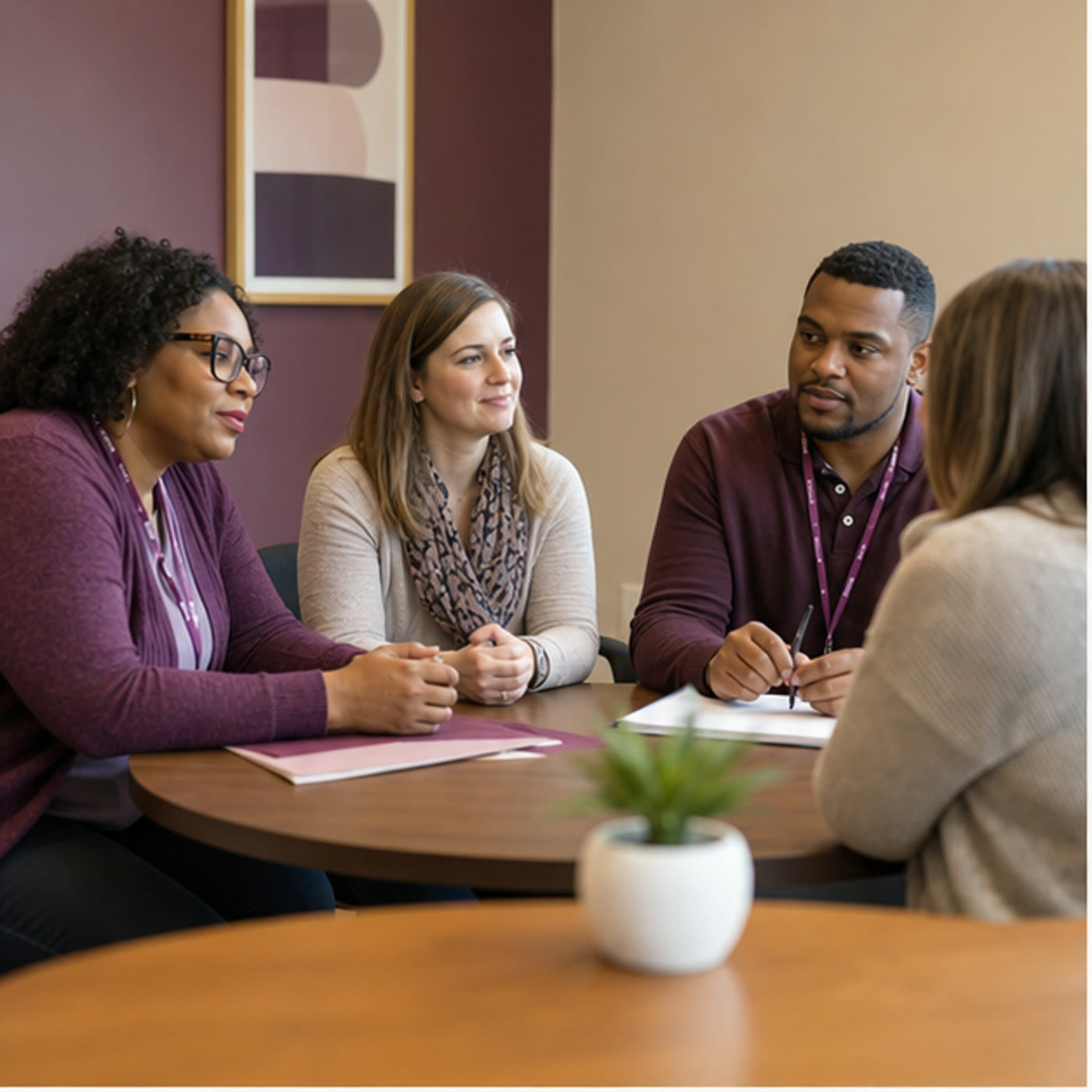 A coordinated outpatient mental health team reviewing a support plan